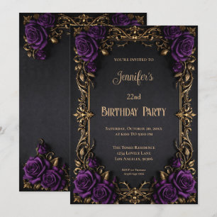 Convite de Aniversário Floral Gótico