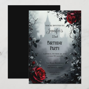 Convite de Aniversário Floral Gótico