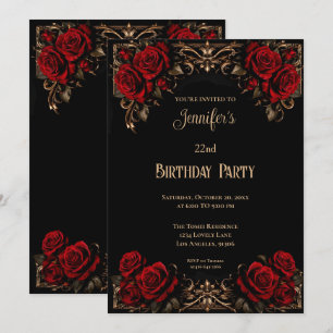 Convite de Aniversário Floral Gótico