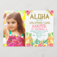 Convite de Aniversário Floral Havaiano Luau