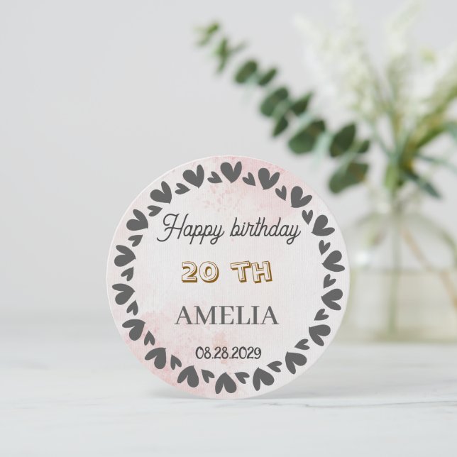 Convite de Aniversário Floral Moderno | Design de  (Em pé/Frente)