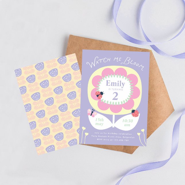 Convite de Aniversário Floral para Meninas, Festa  (Criador carregado)