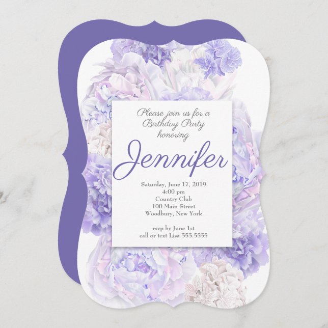 Convite de aniversário Floral Puro (Frente/Verso)