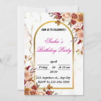 Convite de aniversário Floral Vintage
