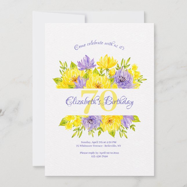Convite de Aniversário Flores da Primavera (Frente)