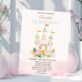 Convite de Aniversário Flores do Castelo em Aquare