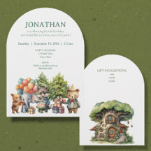 Convite de Aniversário Floresta Caprichosa Aquarel