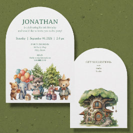 Convite de Aniversário Floresta Caprichosa Aquarel