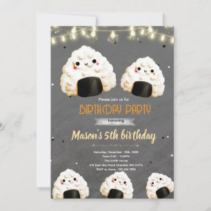 Convite de aniversário fofo de Onigiri