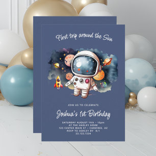 Convite de Aniversário Foguete Astronauta Espacial