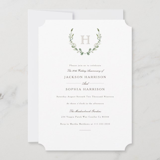 Convite de Aniversário Formal & Rustic Greenery (Frente)
