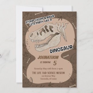 Convite de aniversário Fóssil do Dinossaur Dino
