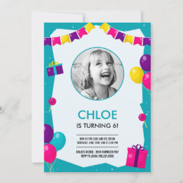 Convite de Aniversário Foto Hora da Festa