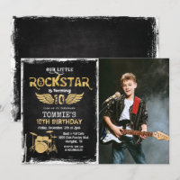 Convite de Aniversário Foto Rockstar para Qualquer