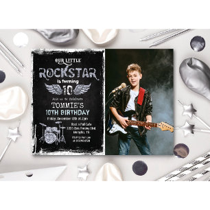 Convite de Aniversário Foto Rockstar para Qualquer
