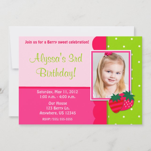 Convite de Aniversário Fotográfico de Garotas de M (Frente)