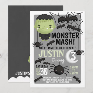 Convite de aniversário Frankenstein Halloween