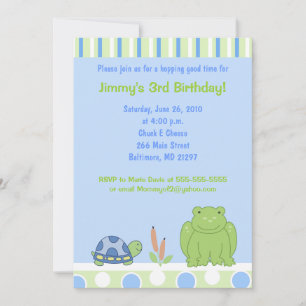 Convite de Aniversário Friendly Frog & Turtle 5x7