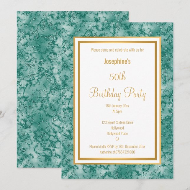 CONVITE DE ANIVERSÁRIO FRONTEIRIÇO DE MARBLE FRONT (Frente/Verso)