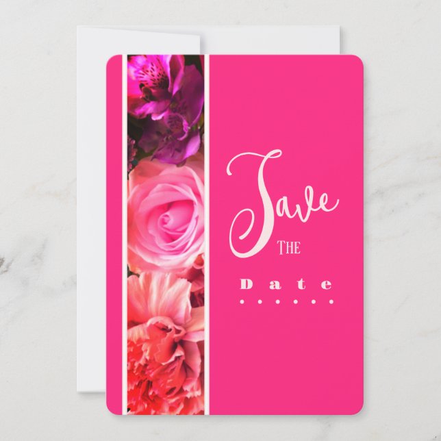 Convite de Aniversário Fuchsia Florals (Frente)