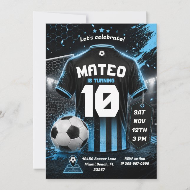 Convite de Aniversário Fundo de Camisa de Futebol  (Frente)