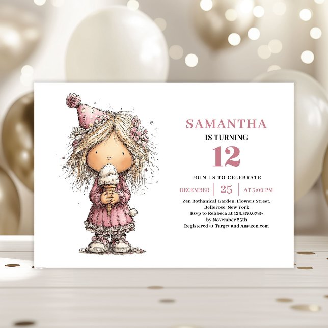 Convite de Aniversário Funny Girl para Imprimir e  (Funny Girl Birthday Invitation Printable Download
)