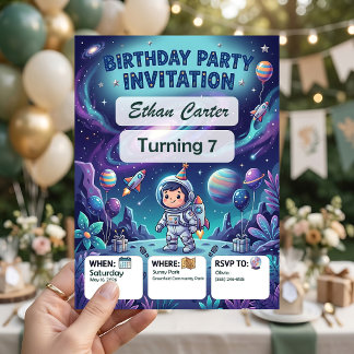 Convite de Aniversário Galaxy Kids