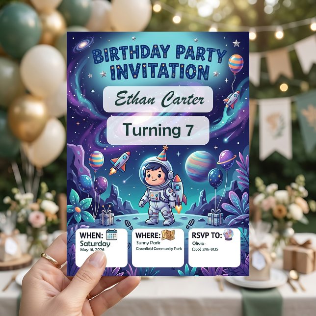 Convite de Aniversário Galaxy Kids (Criador carregado)