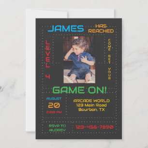 Convite de Aniversário Gamer Nível Pro com Foto