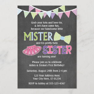 Convite de aniversário gêmeos   Convite para Tutus
