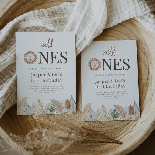 Convite de Aniversário Gêmeos Wild Ones Folhas Neu