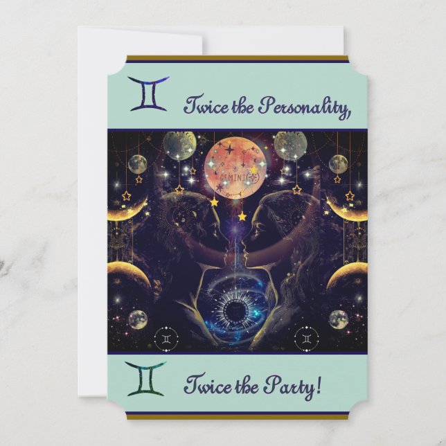 Convite de aniversário Gemini (Frente)