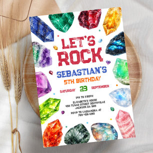 Convite de Aniversário Geologia Rochas Cristal Gem