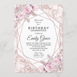 Convite de aniversário Geométrico do Blush Marble