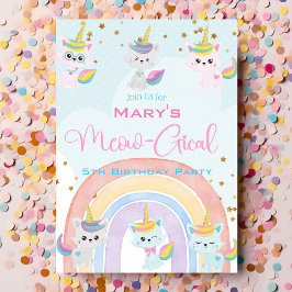 Convite De Aniversário Gical Caticorn Meow