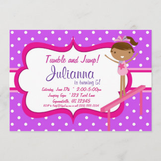 Convite de aniversário ginástico cor-de-rosa roxo