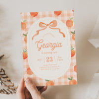 Convite de Aniversário Gingham Peach