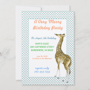 Convite de aniversário Giraffe