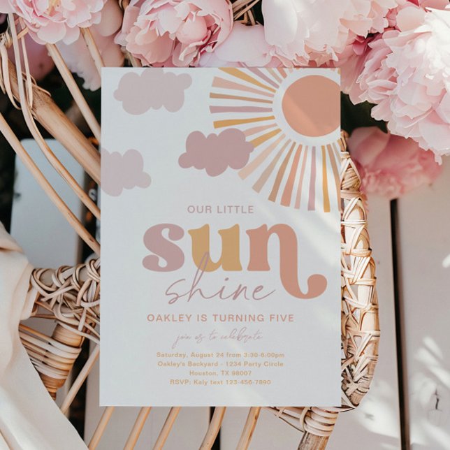 Convite de Aniversário Girly Little Sunshine (Criador carregado)