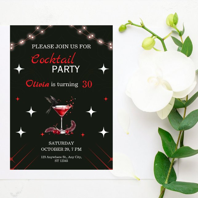 Convite de Aniversário Glam Coquetel (Criador carregado)
