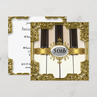 Convite de Aniversário Glamouroso Piano Teclas Que