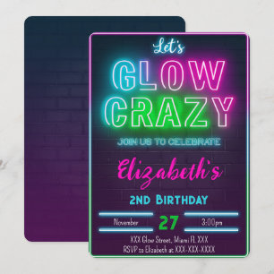 Convite de Aniversário Glow