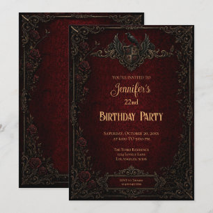 Convite de Aniversário Gótico Vintage