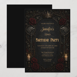 Convite de Aniversário Gótico Vintage