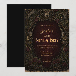 Convite de Aniversário Gótico Vintage