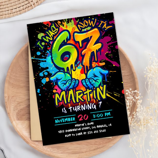 Convite de Aniversário Graffiti Seis Sete (Criador carregado)