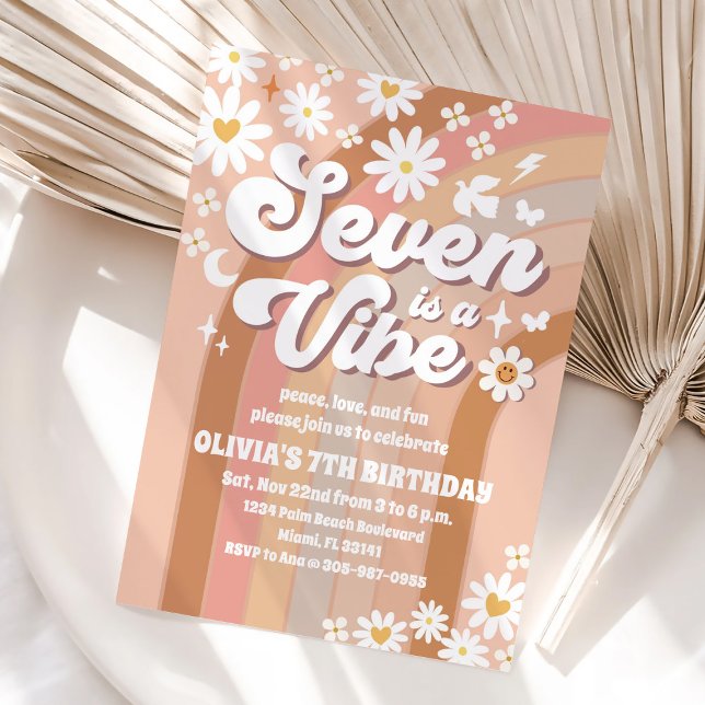 Convite de Aniversário Groovy Arco-Íris Retrô (Criador carregado)