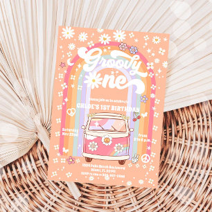 Convite de Aniversário Groovy Daisy 1º Aniversário