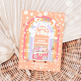 Convite de Aniversário Groovy Daisy Rainbow