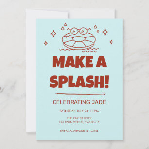 Convite de Aniversário Groovy Make a Splash Pool